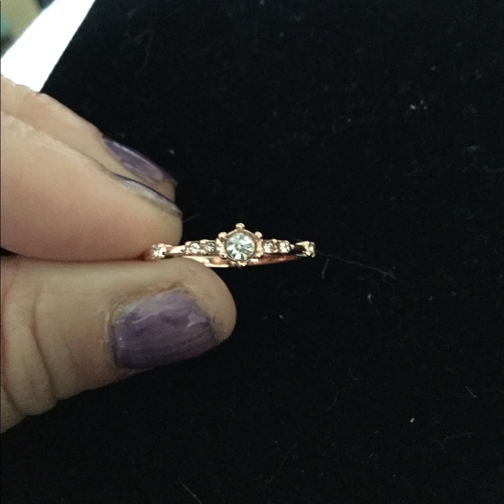 Rose gold ring with real White sapphires